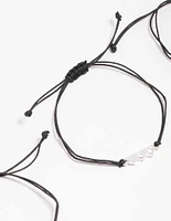 Black Cord Heart Bracelet 3-Pack