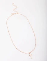 Rose Gold Classic Cross Ball Chain Necklace