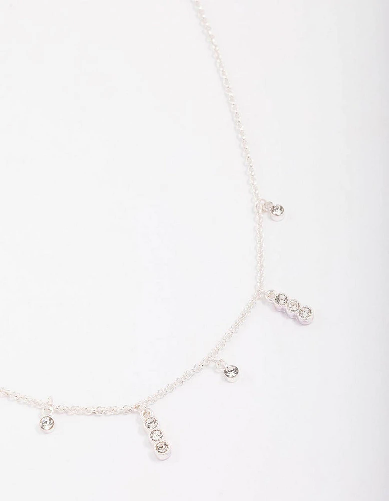 Silver Graduating Diamante Chain Necklace