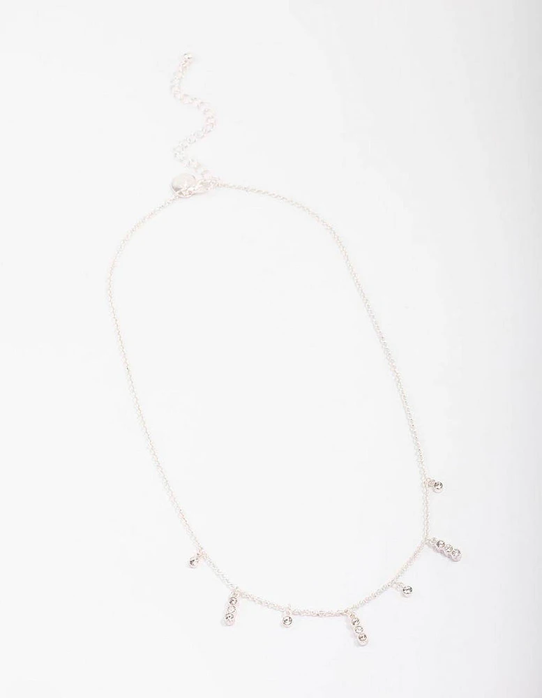 Silver Graduating Diamante Chain Necklace