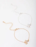 Gold & Silver Two-Toned Butterfly Bracelet Pack