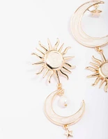 Gold Celestial Marble Drop Earrings