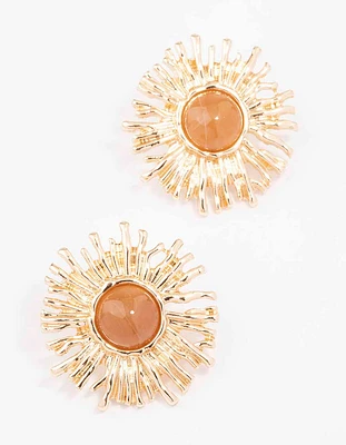 Gold Small Sun Stud Earrings