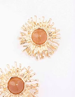 Gold Small Sun Stud Earrings