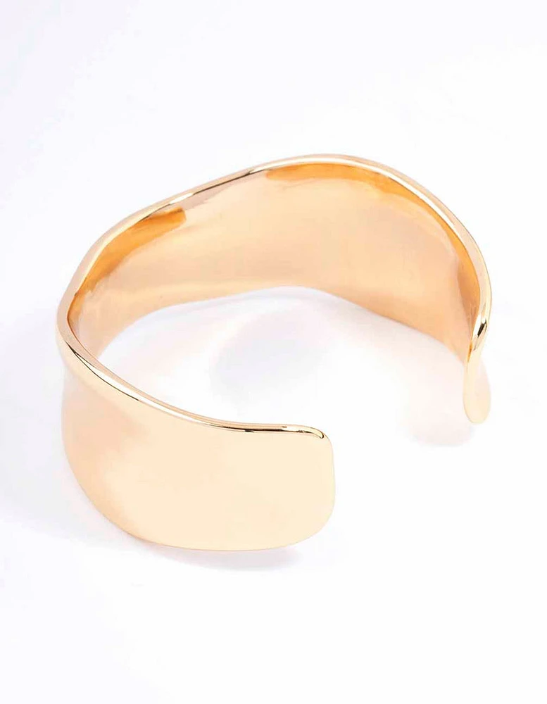 Gold Narrow Molten Wrist Cuff