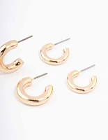 Gold Simple Chunky Huggie Hoop Earrings