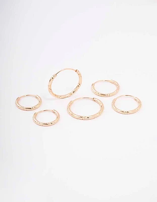 Gold Skinny Bamboo Hoop Earring 3-Pack