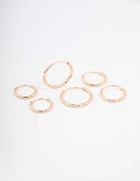 Gold Skinny Bamboo Hoop Earring 3-Pack