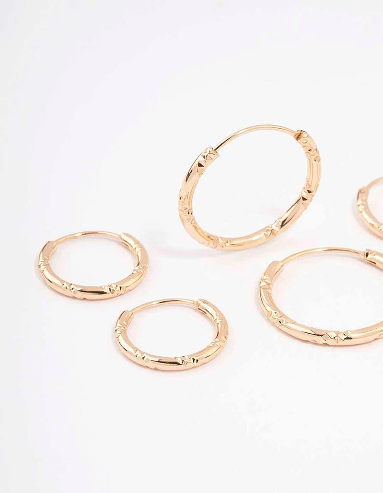 Gold Skinny Bamboo Hoop Earring 3-Pack