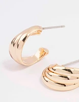 Gold Swirl Huggie Hoop Earrings