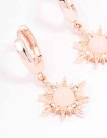 Rose Gold Rose Quartz Starburst Huggie Earrings