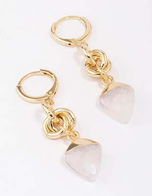 Gold Plated Linked Semi-Precious Drop Earrings
