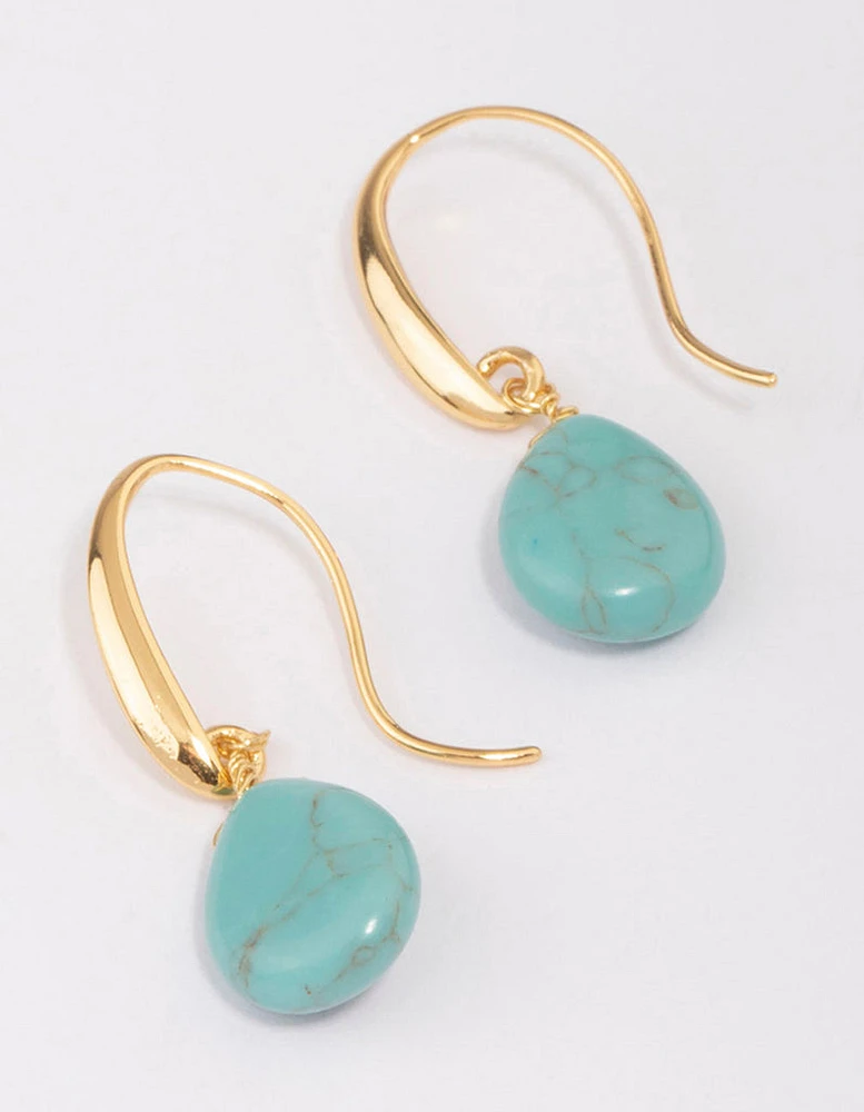 Gold Plated Turqouise Drop Earrings