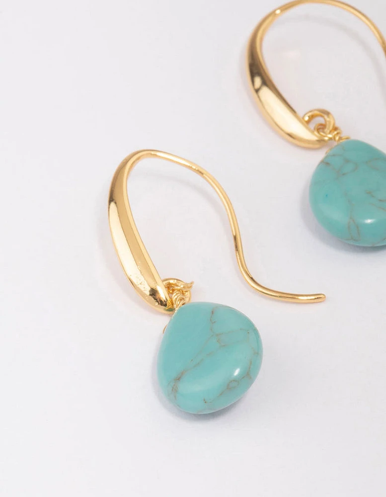 Gold Plated Turqouise Drop Earrings