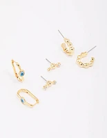 Gold Plated Evil Eye Hoop Earring 3-Pack