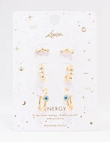 Gold Plated Evil Eye Hoop Earring 3-Pack