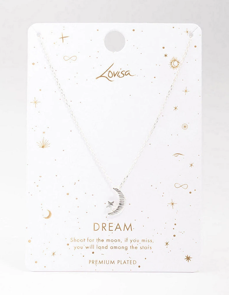 Silver Plated Star & Moon Pendant Necklace