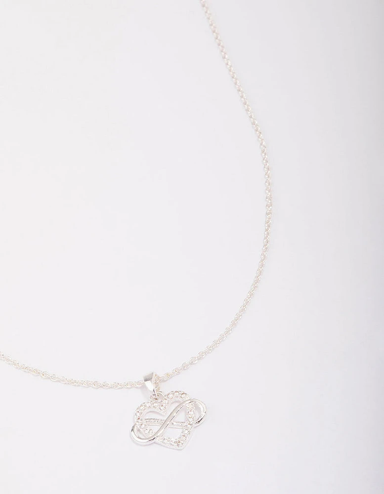 Silver Plated Heart Infinity Pendant Necklace