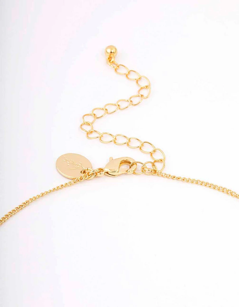 Gold Plated Mary Cross Charm Pendant Necklace