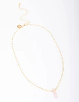 Gold Plated Rose Quartz Pointed Pendant Necklace