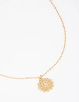 Gold Plated Swirl Sun Pendant Necklace