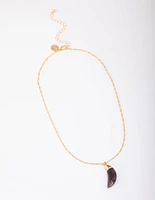 Gold Plated Crescent Amethyst Pendant Necklace