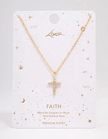 Gold Plated Crystal Cross Pendant Necklace