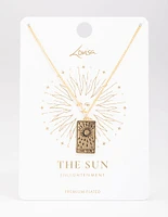 Gold Plated Sun Tarot Card Pendant Necklace