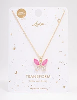 Gold Plated Gleaming Butterfly Pendant Necklace