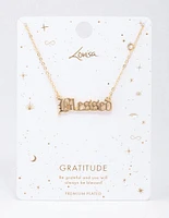 Gold Plated Blessed Script Pendant Necklace