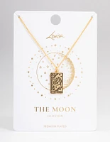 Gold Plated Moon Tarot Card Pendant Necklace