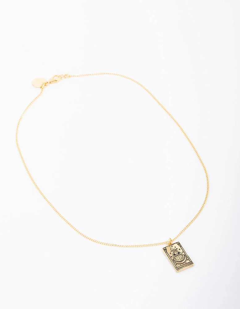 Gold Plated High Priestess Tarot Card Pendant Necklace