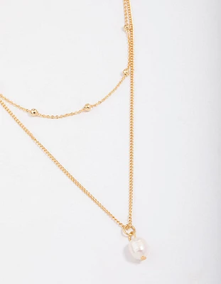 Gold Plated Petite Freshwater Pearl Layered Necklace