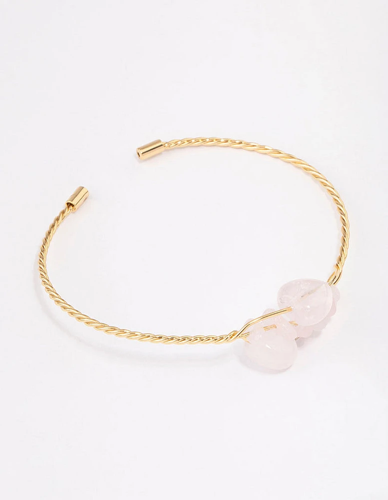 Gold Plated Wrapped Rose Quartz Wrist Cuff