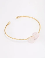 Gold Plated Wrapped Rose Quartz Wrist Cuff