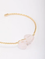 Gold Plated Wrapped Rose Quartz Wrist Cuff