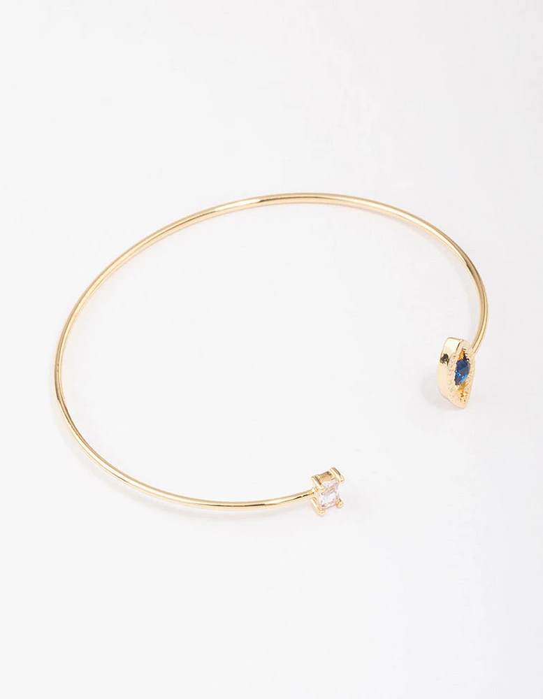 Gold Plated Evil Eye Cubic Zirconia Wrist Cuff