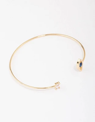 Gold Plated Evil Eye Cubic Zirconia Wrist Cuff