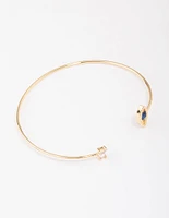 Gold Plated Evil Eye Cubic Zirconia Wrist Cuff