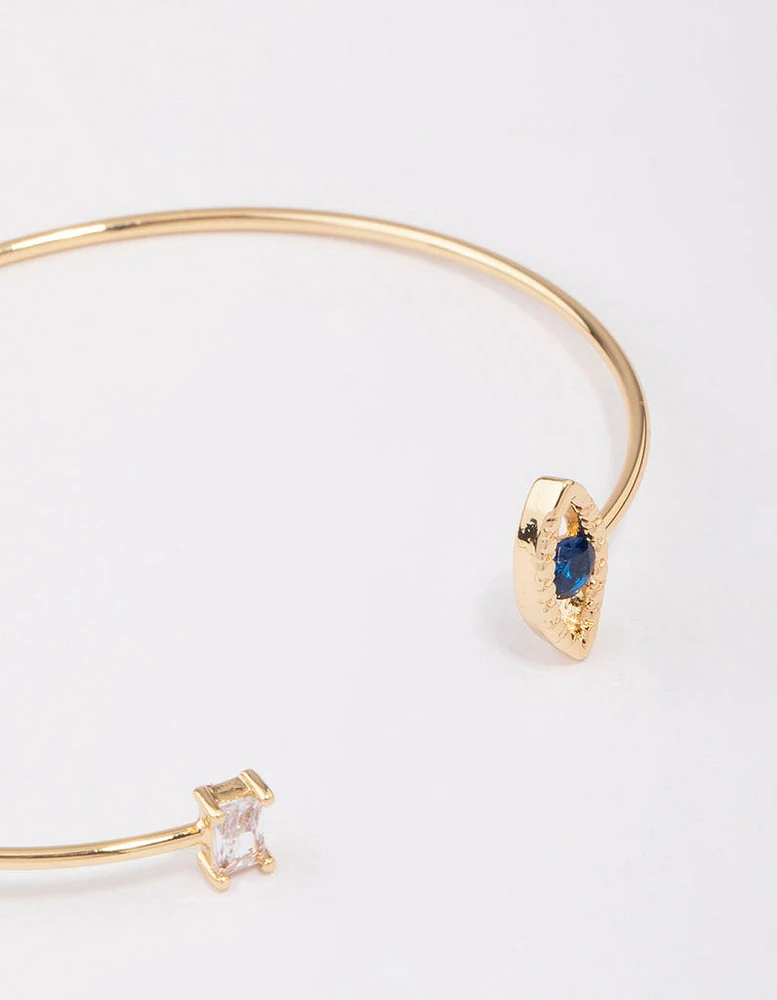 Gold Plated Evil Eye Cubic Zirconia Wrist Cuff