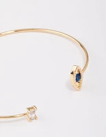 Gold Plated Evil Eye Cubic Zirconia Wrist Cuff