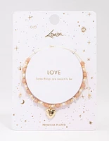Gold Plated Semi-Precious Heart Adjustable Cord Bracelet