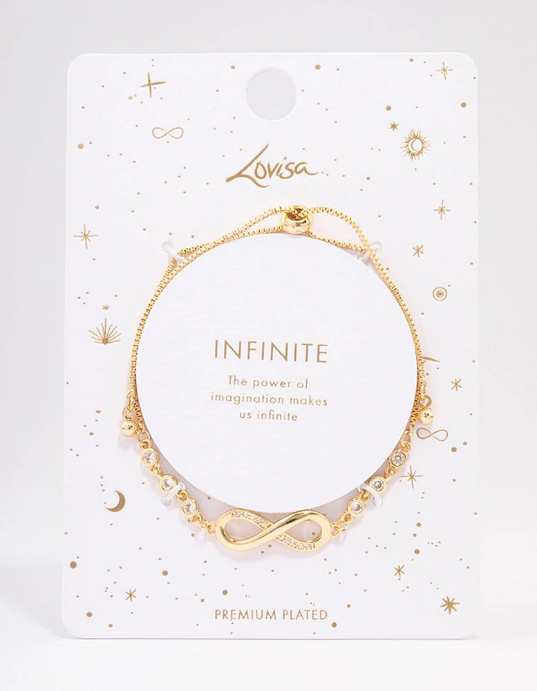 Gold Plated Bling Infinity Toggle Bracelet