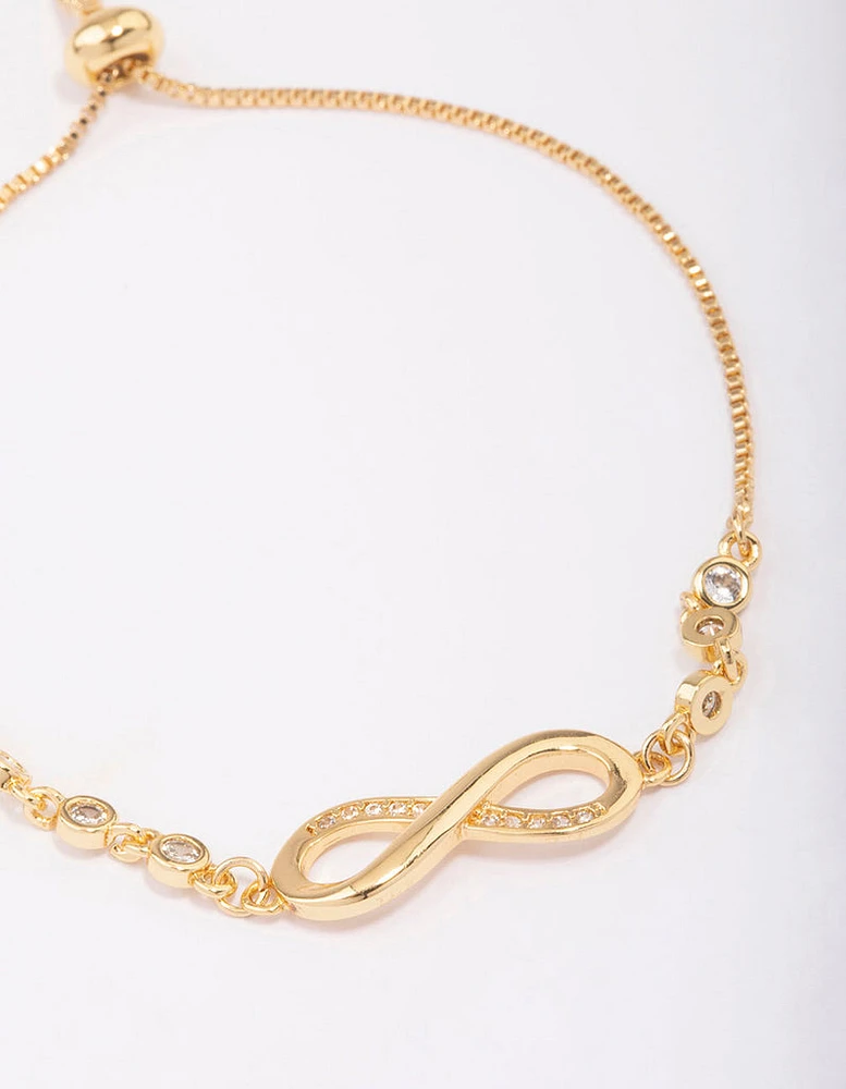 Gold Plated Bling Infinity Toggle Bracelet