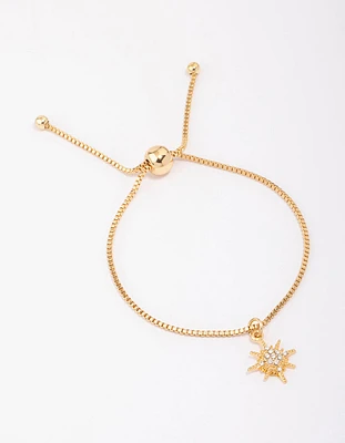 Gold Plated Cubic Zirconia Star Toggle Bracelet