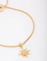 Gold Plated Cubic Zirconia Star Toggle Bracelet