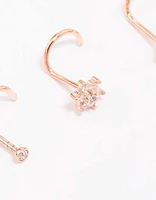 Rose Gold Plated Surgical Steel Flower Nose Piercing 3-Pack