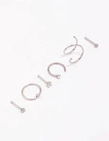 Surgical Steel Twisted Cubic Zirconia Nose Piercing 6-Pack