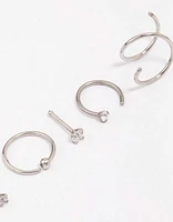 Surgical Steel Twisted Cubic Zirconia Nose Piercing 6-Pack