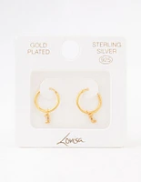 Gold Plated Sterling Silver Cubic Zirconia Oval Hoop Earrings